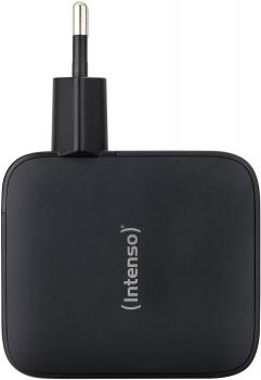 Intenso Ladegerät Power Adapter W100ACC GaN + C520C Kabel 2x USB-C 1x USB-A für 3 Gerät schwarz