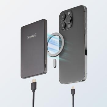 Intenso Powerbank MW5000 magnetische Fixierung MagSafe kompatibel PD 3.0 5000 mAh USB Typ C grau