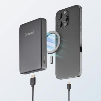Intenso Powerbank MW10000 magnetische Fixierung MagSafe kompatibel PD 3.0 10000 mAh USB Typ C grau