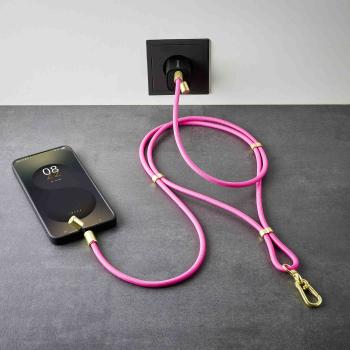 Intenso Cell Phone Charging Lanyard Handykette als Ladekabel Datenkabel 2 x USB-C 1,65m neon pink