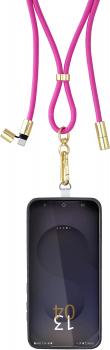 Intenso Cell Phone Charging Lanyard Handykette als Ladekabel Datenkabel 2 x USB-C 1,65m neon pink