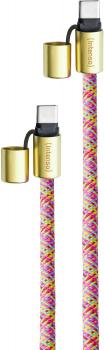 Intenso Cell Phone Charging Lanyard Handykette als Ladekabel Datenkabel 2 x USB-C bis 1,65m neon mix