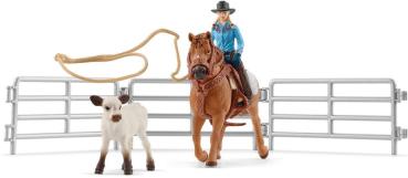 Preview: Schleich FARM WORLD Team Roping mit Cowgirl Set 9 Teile 42577