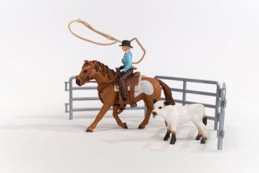 Preview: Schleich FARM WORLD Team Roping mit Cowgirl Set 9 Teile 42577