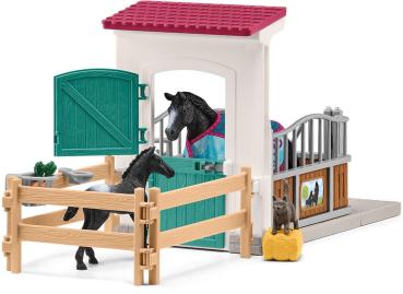 Preview: Schleich HORSE CLUB Pferdebox mit Stute und Fohlen Set 34 Teile 42611