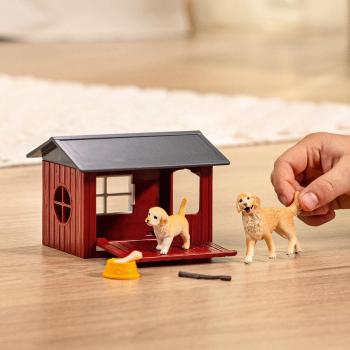 Preview: Schleich FARM WORLD Hundehütte mit Goldenretrievern Set 9 Teile 42722