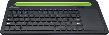 Mediarange Multi-pairing Funk Tastatur QWERTZ 78 Tasten und Touchpad schwarz/grün