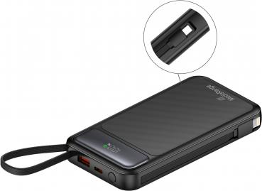 Preview: Mediarange Powerbank mobile Ladestation 10000 mAh Ladegerät USB 2x Typ C, Typ A, Lightning schwarz