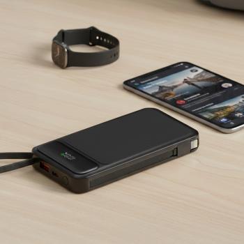 Preview: Mediarange Powerbank mobile Ladestation 10000 mAh Ladegerät USB 2x Typ C, Typ A, Lightning schwarz