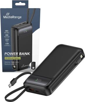 Preview: Mediarange Powerbank mobile Ladestation 20000 mAh Ladegerät USB 2x Typ C, Typ A, Lightning schwarz