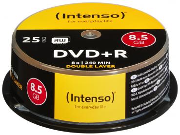 25 Intenso Rohlinge DVD+R Double Layer 8,5GB 8x Spindel