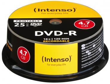 25 Intenso Rohlinge DVD-R printable 4,7GB 16x Spindel