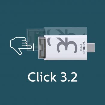 Philips USB Stick 32GB Speicherstick Click Series weiß grau Typ C USB 3.2 Gen 1
