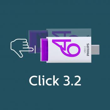 Philips USB Stick 64GB Speicherstick Click Series weiß pink Typ C USB 3.2 Gen 1