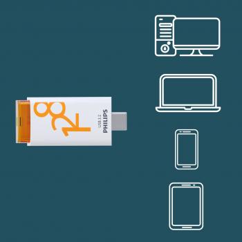 Philips USB Stick 128GB Speicherstick Click Series weiß orange Typ C USB 3.2 Gen 1