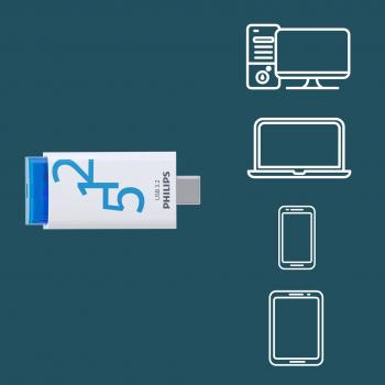 Philips USB Stick 512GB Speicherstick Click Series weiß blau Typ C USB 3.2 Gen 1