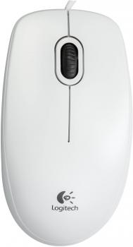 Logitech Maus B100 optisch mit Kabel 3 Tasten 800 dpi weiß 910-003360