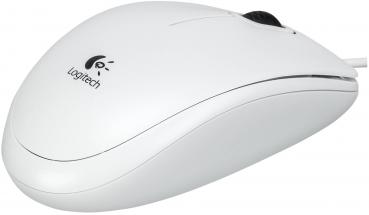 Logitech Maus B100 optisch mit Kabel 3 Tasten 800 dpi weiß 910-003360