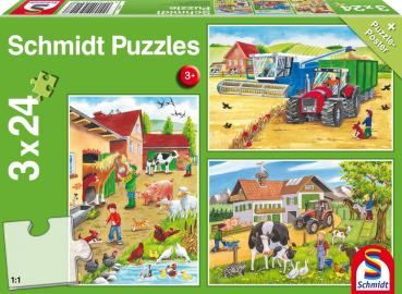 3 x 24 Teile Schmidt Spiele Kinder Puzzle Auf dem Bauernhof 56216