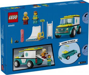LEGO® City Great Vehicles Rettungswagen und Snowboarder 79 Teile 60403