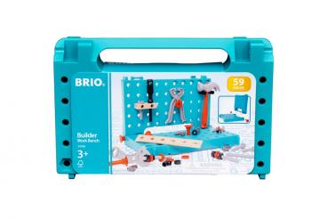 Brio Spielzeug Bausystem Builder Werkbank Koffer 58 Teile 34596