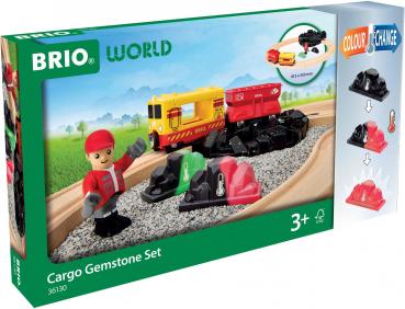 Preview: Brio World Eisenbahn Güterzug-Set mit Farbwechsel 36130