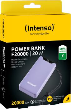 Intenso Powerbank F20000 PD Qualcomm Quick Charge 3.0 20000 mAh 1x USB Typ A und C OUT lila