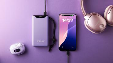 Intenso Powerbank F20000 PD Qualcomm Quick Charge 3.0 20000 mAh 1x USB Typ A und C OUT lila