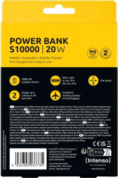 Preview: Intenso Powerbank mobile Ladestation S 10000 mAh PD Typ C USB OUT integriertes Kabel beige