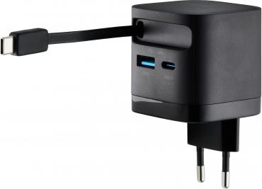 Intenso Ladegerät Power Adapter 65 Watt W65ACIC GaN 1x USB-A + 2x USB-C für 3 Geräte schwarz
