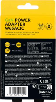 Preview: Intenso Ladegerät Power Adapter 65 Watt W65ACIC GaN 1x USB-A + 2x USB-C für 3 Geräte weiß