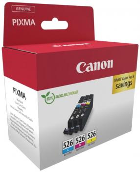 3 Canon Druckerpatronen Tinte CLI-526 C / M / Y Multi Value Pack