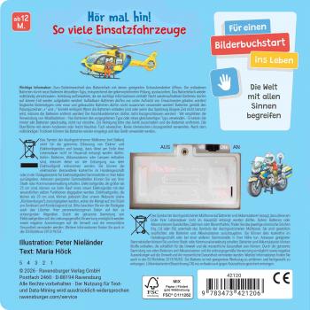 Preview: Ravensburger Buch Mitmachen Hör mal hin Tatütata! Wer kommt denn da? Einsatzfahrzeuge 42120