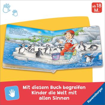 Preview: Ravensburger Buch Pappbilderbuch Mitmachen Füttere die Affen! Mein Zoo Mitmachbuch 42157