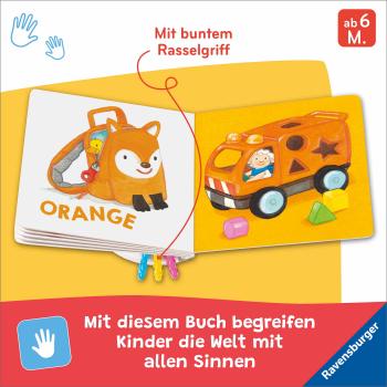 Preview: Ravensburger Buch Pappbilderbuch Mitmachen Mein buntes Rasselbuch 42193