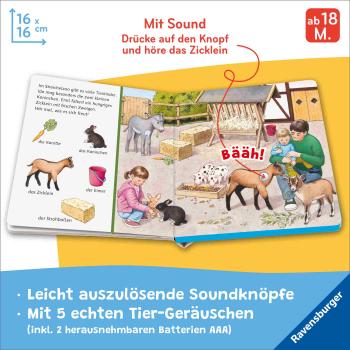 Preview: Ravensburger Buch Pappbilderbuch Mitmachen Hör mal hin Sachen suchen, Sachen hören Tierkinder 42206