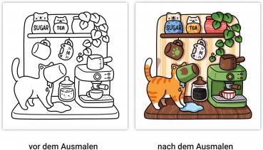 Preview: Ravensburger Buch Kreativität Cozy Coloring Naughty Cats 48135
