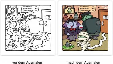 Preview: Ravensburger Buch Kreativität Cozy Coloring Silly Spooky 48136