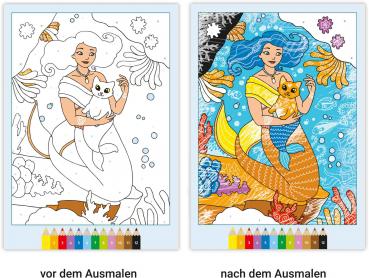 Preview: Ravensburger Buch Kreativität CreArt Malen nach Zahlen ab 7 Zauberpapier Meerjungfrauen 48844