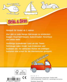 Preview: Ravensburger Buch Kreativität Spiel & Spaß Mein allererster Malblock Fahrzeuge 48847