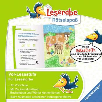 Ravensburger Buch Quiz + Rätsel Leserabe Rätselspaß Zauber Malrätsel zum Lesenlernen Bauernhof 48869
