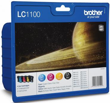 4 Brother Druckerpatronen Tinte LC-1100 BK / C / M / Y Multipack