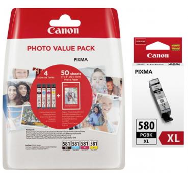 5 Canon Druckerpatronen Tinte PGI-580 XL PGBK / CLI-581 BK / C / M / Y Multipack
