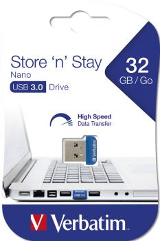 Verbatim USB Stick 32GB Speicherstick Store 'n' Stay Nano blau USB 3.0