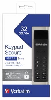 Verbatim USB Stick 32GB Speicherstick Keypad Secure AES 256 Bit schwarz USB 3.0