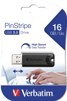Verbatim USB Stick 16GB Speicherstick Drive PinStripe schwarz USB 3.0