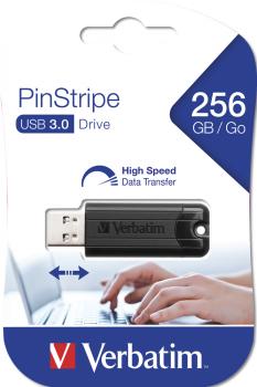 Verbatim USB Stick 256GB Speicherstick Drive PinStripe schwarz USB 3.0