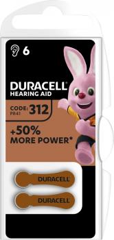 60 Duracell Easytab Typ 312 / DA 312 Zink-Luft Hörgerätebatterien im 6er Blister