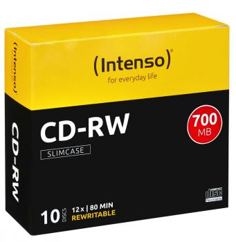 10 Intenso Rohlinge CD-RW 80Min 700MB 12x Slimcase