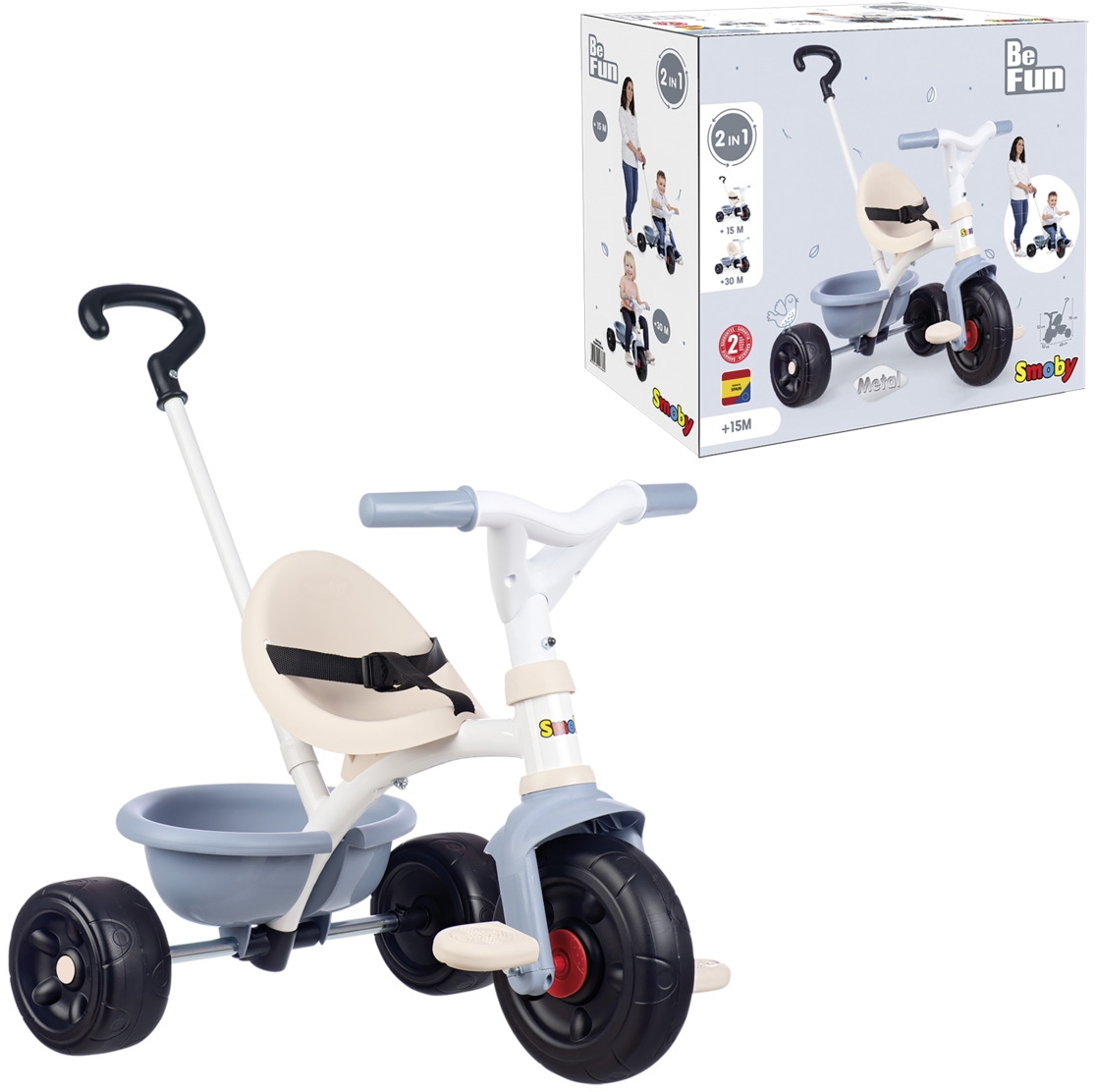 Spielwaren Express - Smoby Outdoor Spielzeug Fahrzeug Dreirad Be Fun blau  7600740336